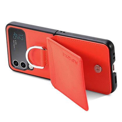 RYNX | Samsung Z Flip 4 / Flip 3 Case | Leather Wallet Card Holder Ring Holder Stand