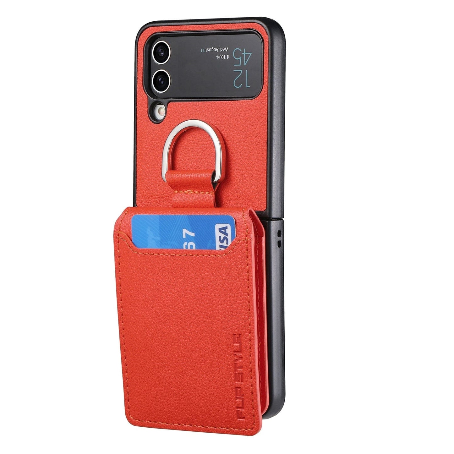 RYNX | Samsung Z Flip 4 / Flip 3 Case | Leather Wallet Card Holder Ring Holder Stand