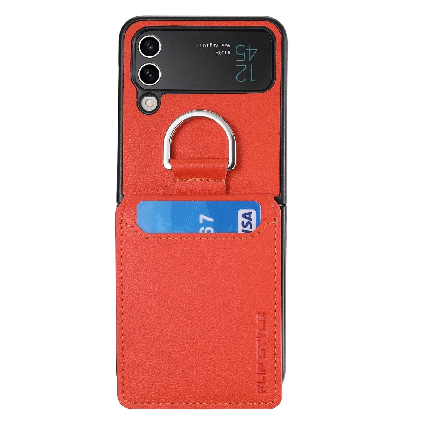 RYNX | Samsung Z Flip 4 / Flip 3 Case | Leather Wallet Card Holder Ring Holder Stand