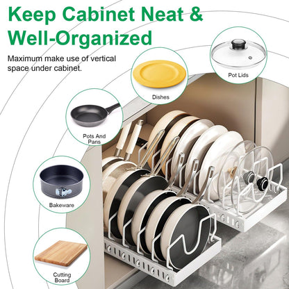 Rynx | Expandable pot and pan organizer with 8 adjustable dividers