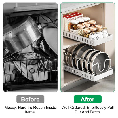 Rynx | Expandable pot and pan organizer with 8 adjustable dividers
