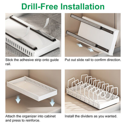 Rynx | Expandable pot and pan organizer with 8 adjustable dividers