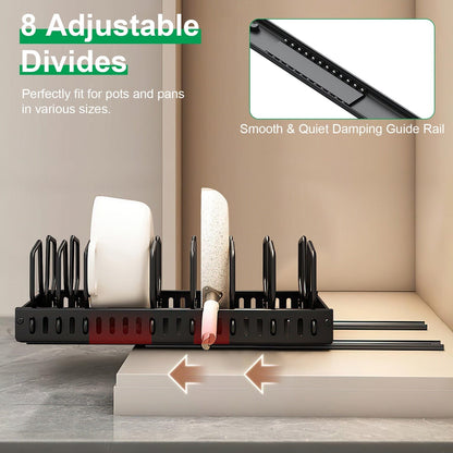 Rynx | Expandable pot and pan organizer with 8 adjustable dividers