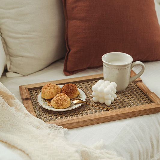 Rynx Bohemian Woven Rattan Wood Breakfast Tray
