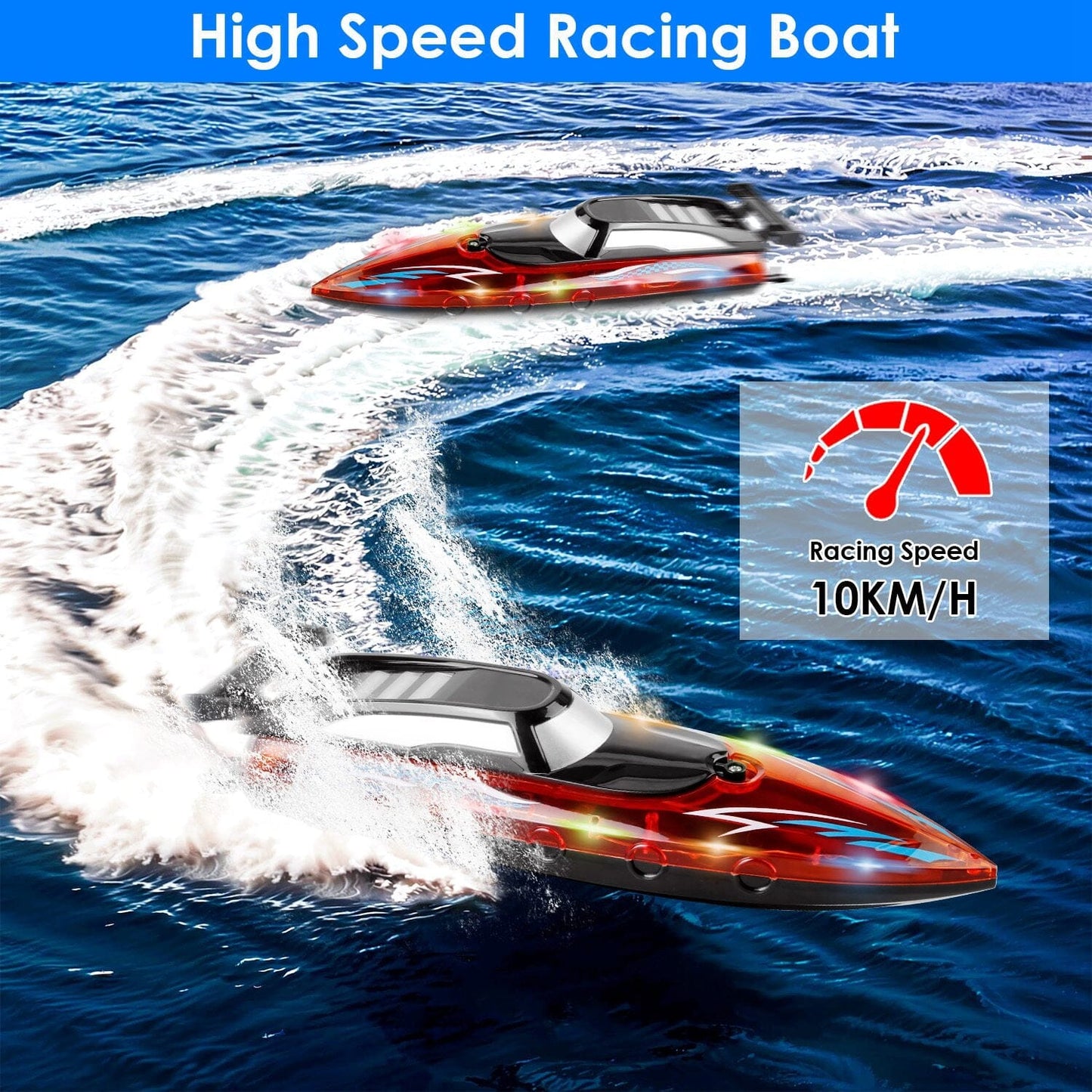 Rynx | RC Boat with Colorful LED Light 10KM/H