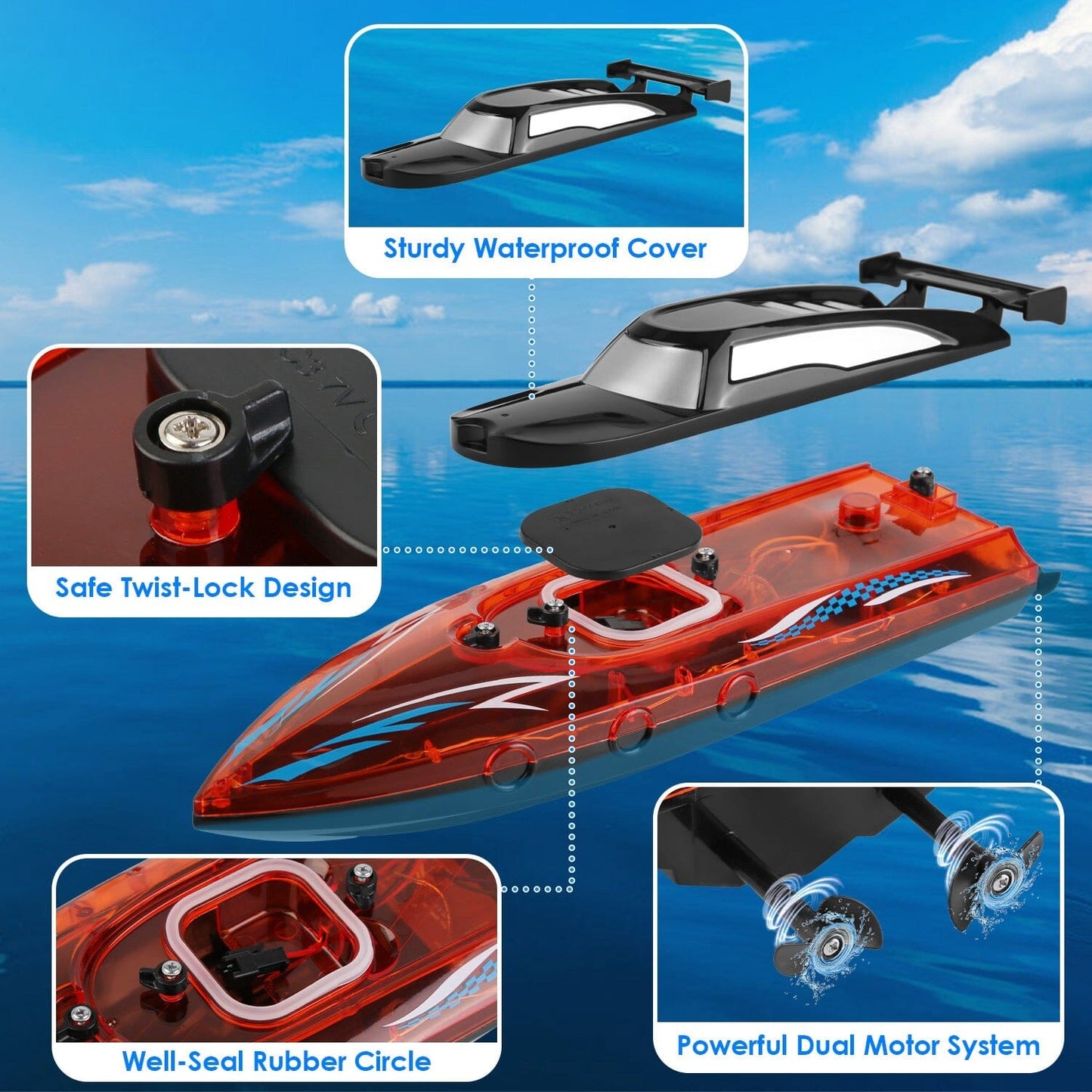 Rynx | RC Boat with Colorful LED Light 10KM/H