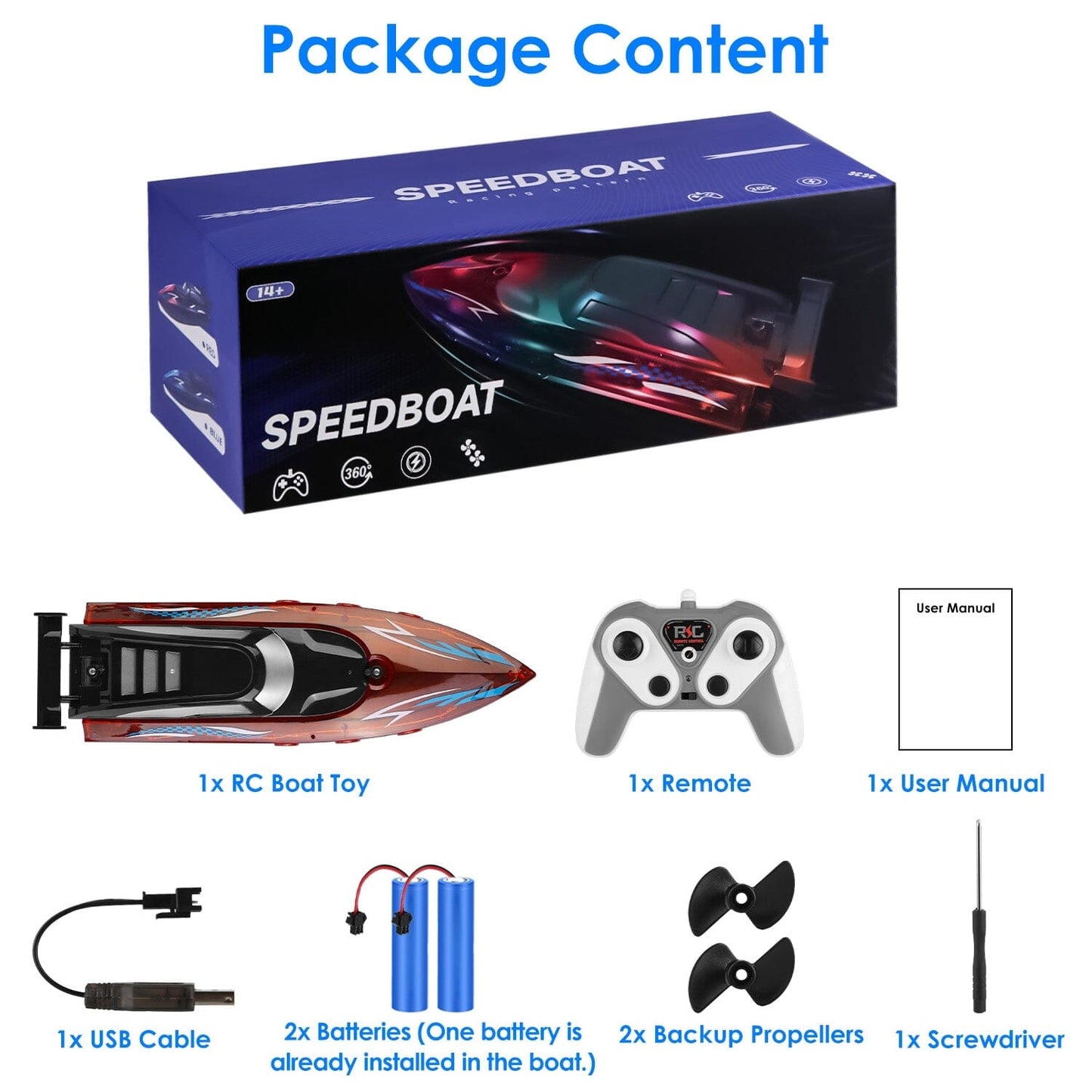 Rynx | RC Boat with Colorful LED Light 10KM/H
