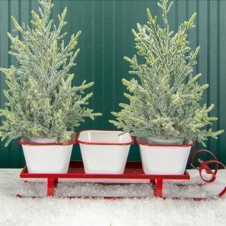 Rynx | Enamel flower pots with red Santa Claus sleigh