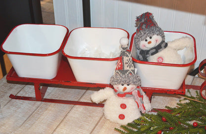 Rynx | Enamel flower pots with red Santa Claus sleigh