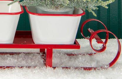 Rynx | Enamel flower pots with red Santa Claus sleigh