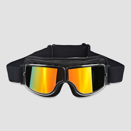 RYNX | Vintage-Motorcycle Glasses – Perfect Fit Over Your Glasses Black Leather - Colorful Lens