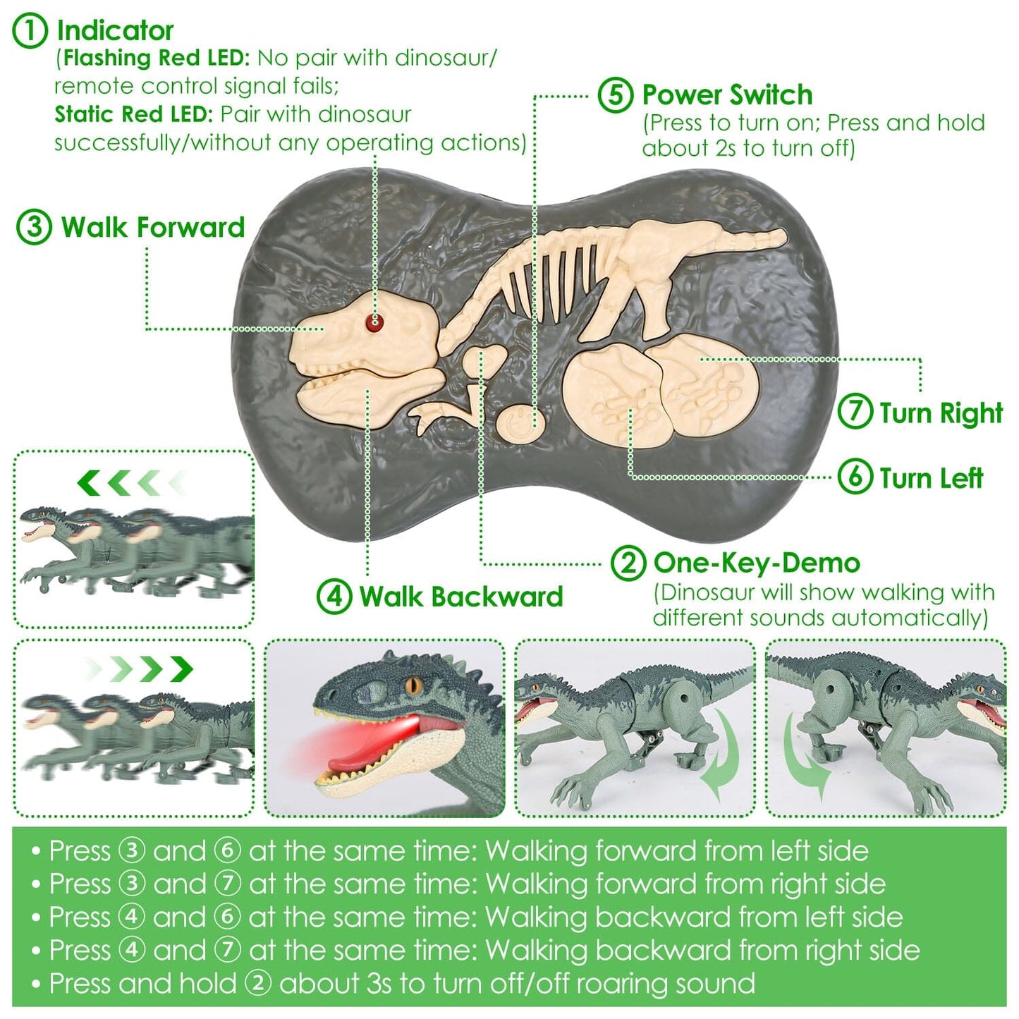 Rynx | Remote-Controlled Dinosaur with 3D Eye Roaring Sounds for 3-12 Years Old