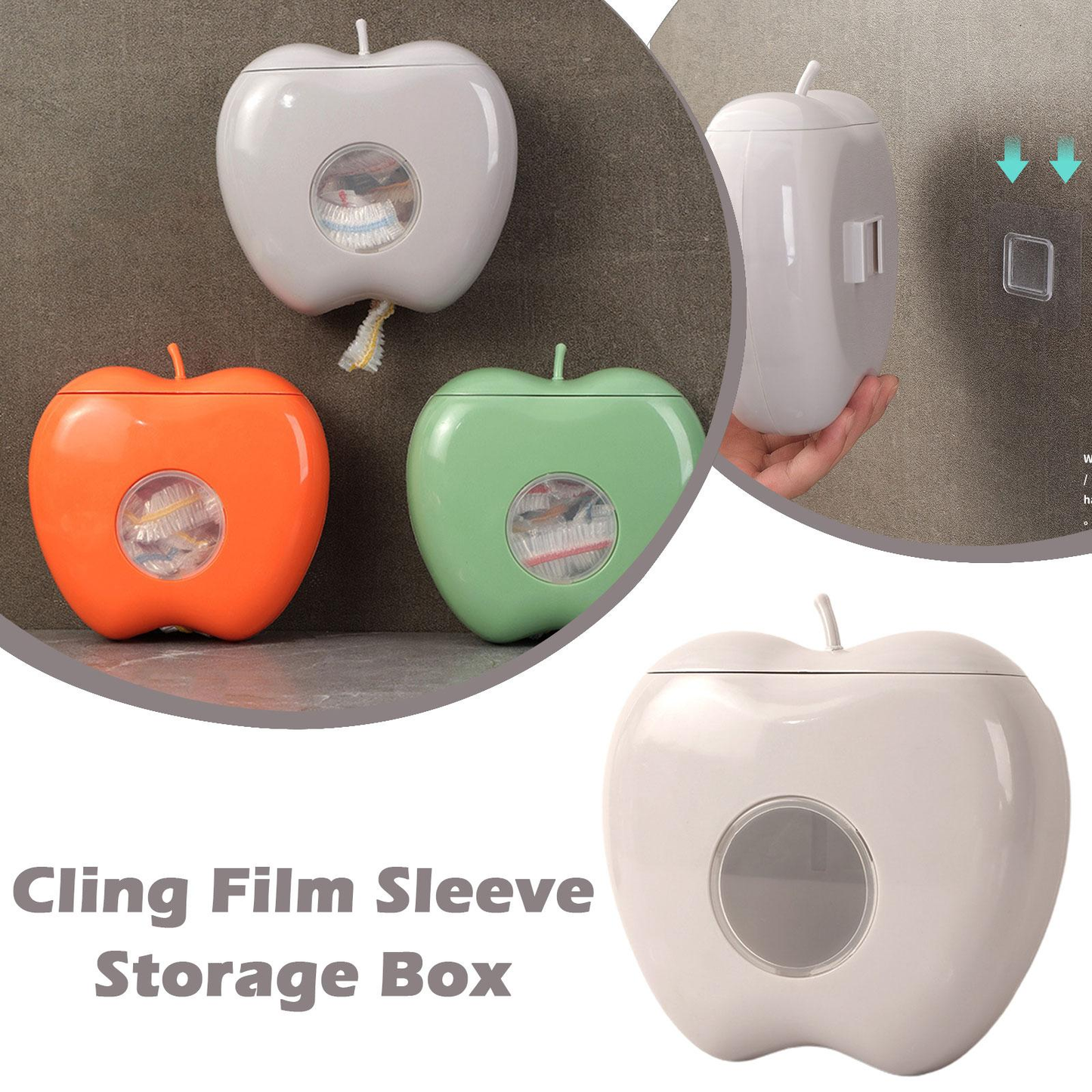 Rynx | Apple Shaped Wall Mounted Disposable Plastic Wrap Container