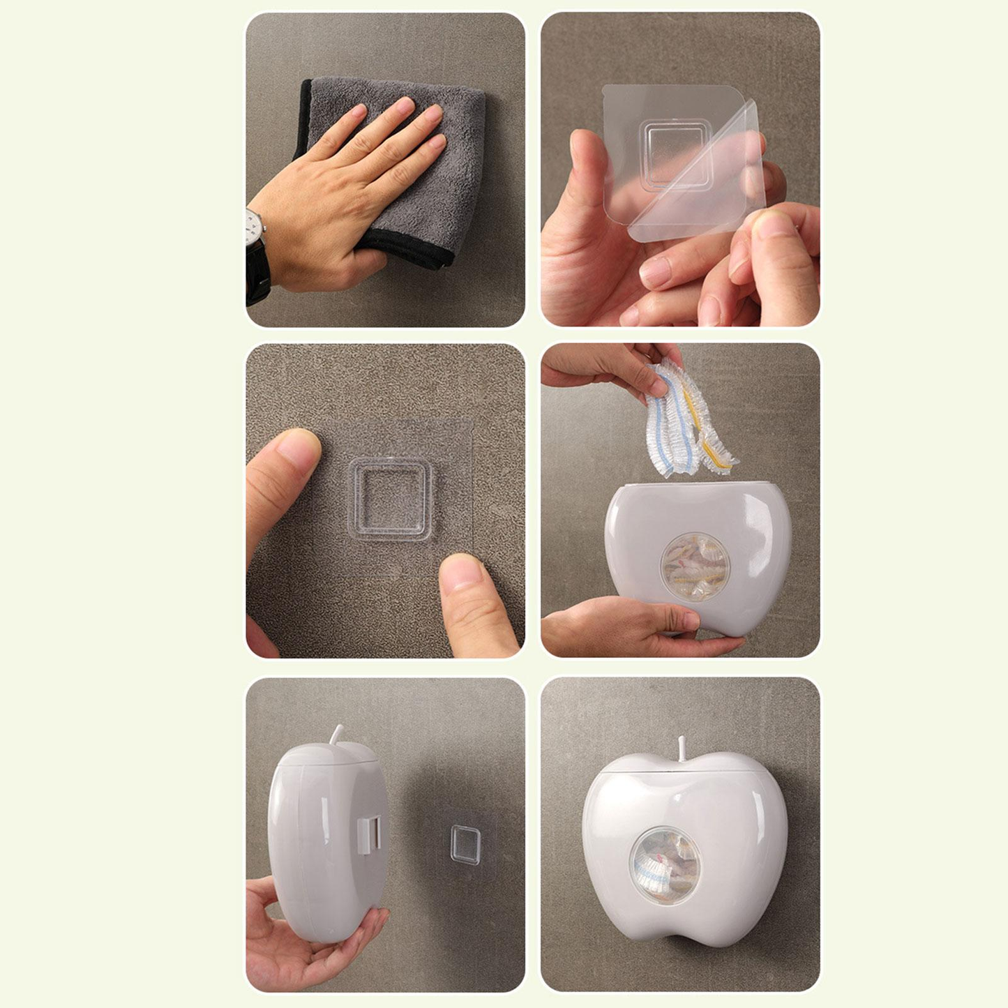 Rynx | Apple Shaped Wall Mounted Disposable Plastic Wrap Container