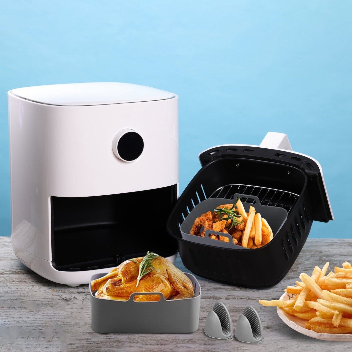 Rynx | Reusable air fryer silicone pot rectangular replacement for parchment paper 6-8 quart