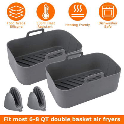 Rynx | Reusable air fryer silicone pot rectangular replacement for parchment paper 6-8 quart