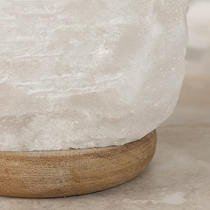 Rynx | Relive White Natural Salt Lamp on Wooden Base