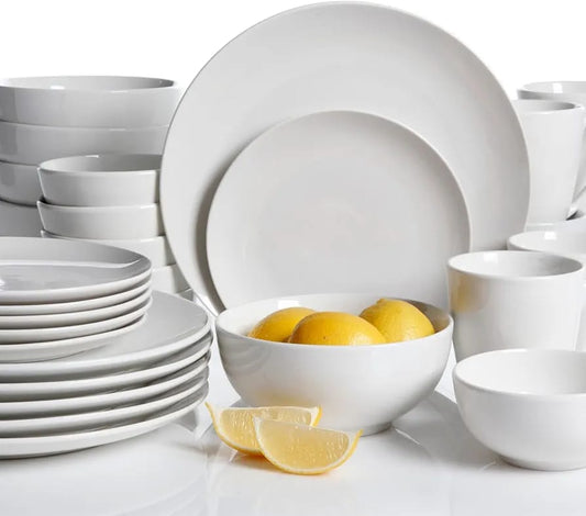 Rynx | 24-piece Round Simple Dinnerware Set