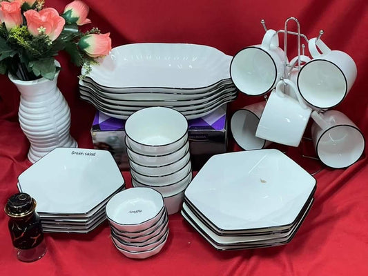 Rynx | 36-piece black rim dinnerware set