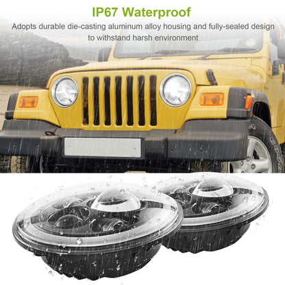 Rynx | Round LED Headlight Halo Angel Eyes for Jeep Wrangler