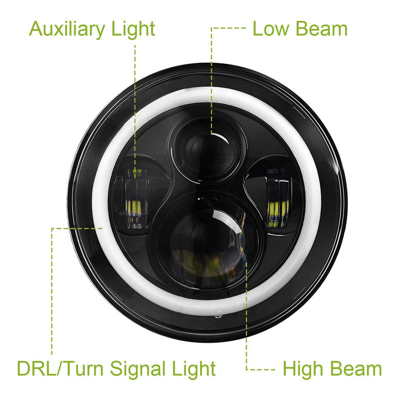 Rynx | Round LED Headlight Halo Angel Eyes for Jeep Wrangler