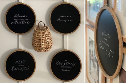 Rynx | Seasonal round embroidery inspired signs, set of 4