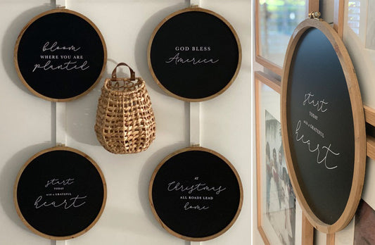 Rynx | Seasonal round embroidery inspired signs, set of 4