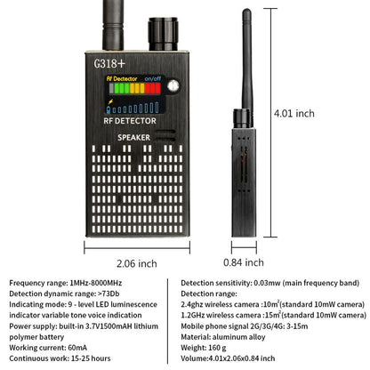 RYNX | Spy Signal Bug Detector, Hf Detector, Hidden Camera, Laser Lens, Gsm Gps Device Finder