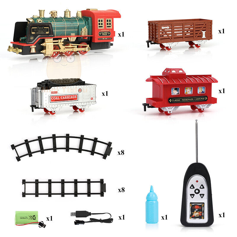 Rynx | Remote Control Vintage Classic RC Train Toy Set with Real Smoke, Lights, Sound