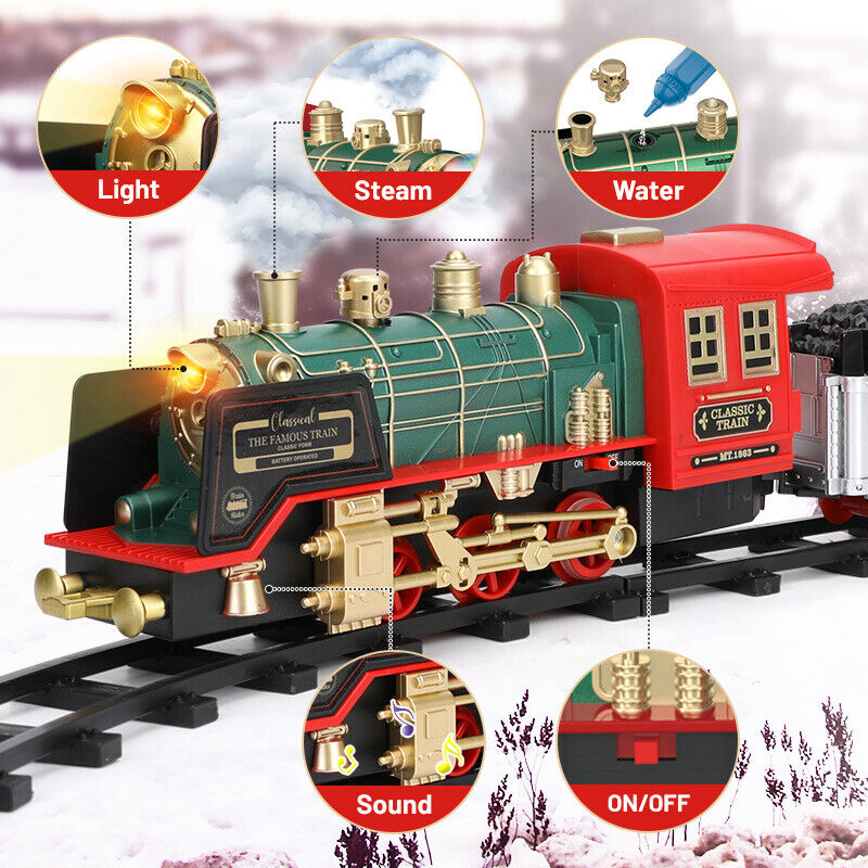 Rynx | Remote Control Vintage Classic RC Train Toy Set with Real Smoke, Lights, Sound
