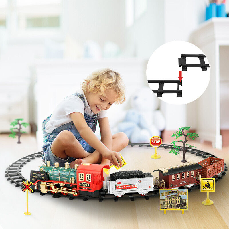 Rynx | Remote Control Vintage Classic RC Train Toy Set with Real Smoke, Lights, Sound