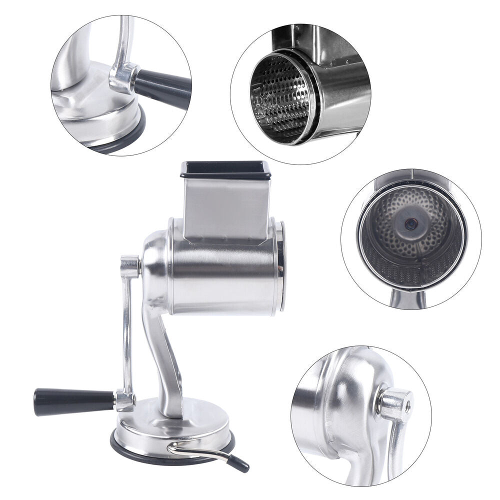 RYNX | Multifunctional Stainless Steel Rotary Cheese Grater, Hand Drum Cutter, Crank Vegetable Chopper
