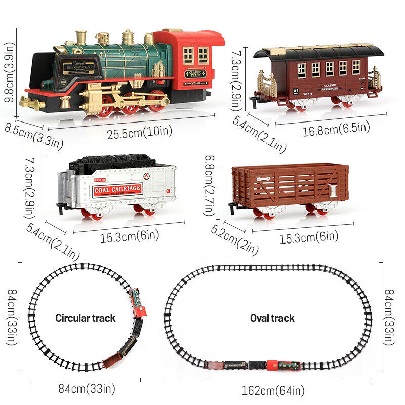 Rynx | Remote Control Vintage Classic RC Train Toy Set with Real Smoke, Lights, Sound