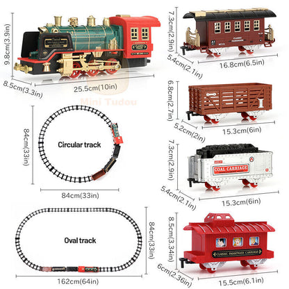Rynx | Remote Control Vintage Classic RC Train Toy Set with Real Smoke, Lights, Sound