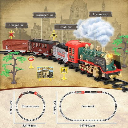 Rynx | Remote Control Vintage Classic RC Train Toy Set with Real Smoke, Lights, Sound