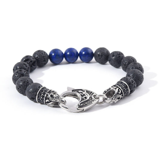 Rynx | Genuine black lava volcanic lapis stainless steel pearl necklace