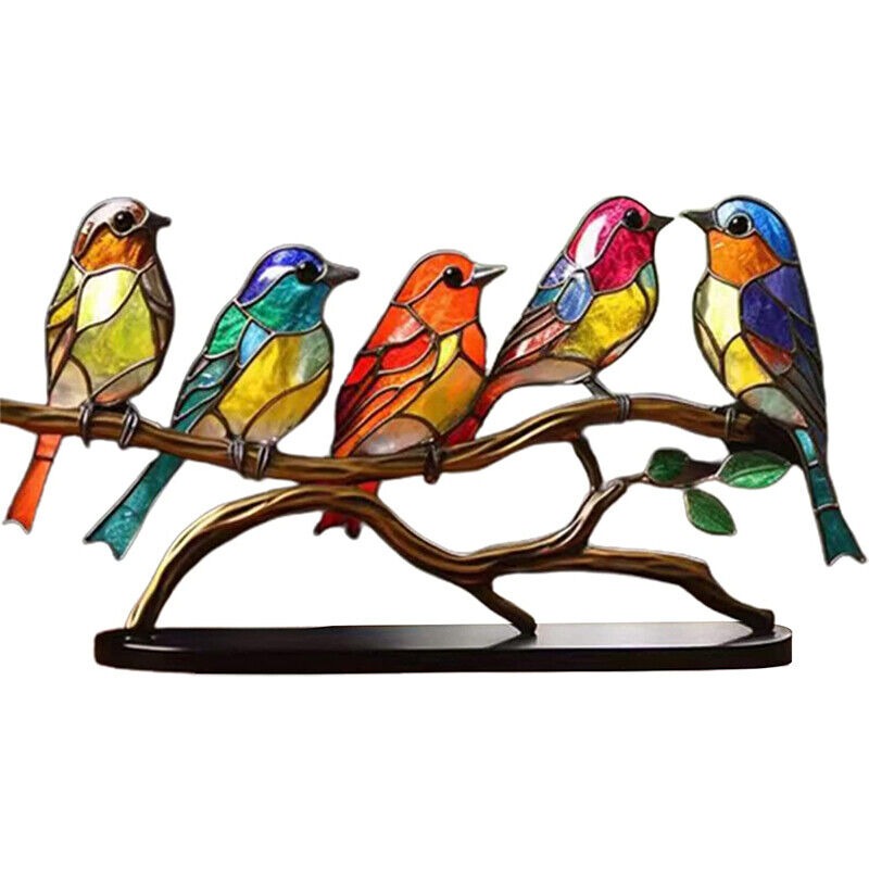 Rynx | VöGel On Branches Colored Acrylic Ornaments, Double-Sided Multicolored Style