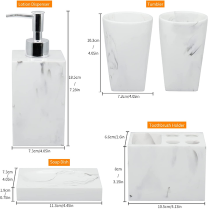 Rynx | AurumCasa Marble Bathroom Set 5-piece | Elegant Design | Luxurious Bathroom Accessories for Home