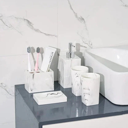 Rynx | AurumCasa Marble Bathroom Set 5-piece | Elegant Design | Luxurious Bathroom Accessories for Home