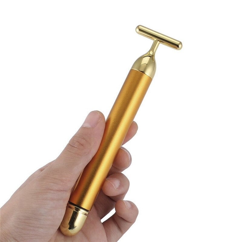 Rynx | GlowBar 24K Gold Face Roller | T-Massager | Skin Tightening & Anti-Aging