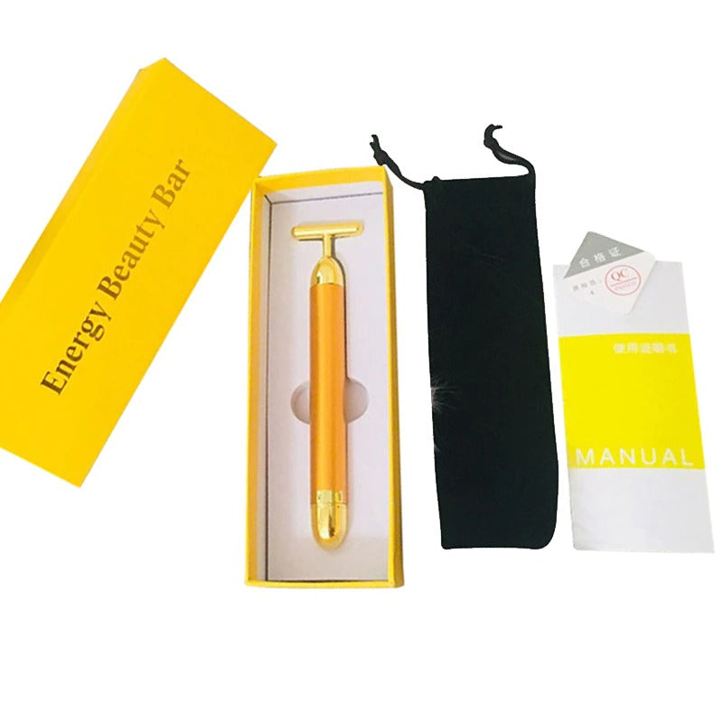 Rynx | GlowBar 24K Gold Face Roller | T-Massager | Skin Tightening & Anti-Aging