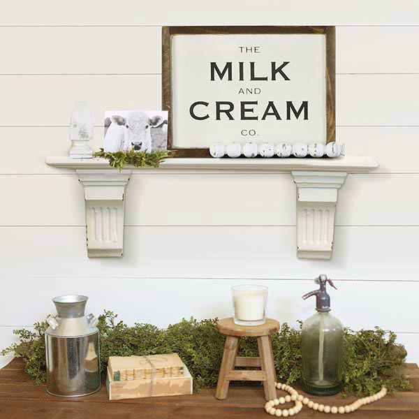 Rynx | Antique white wooden console shelf