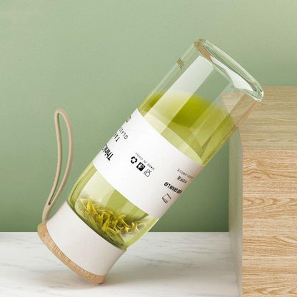 Rynx | Chic Black and White Borosilicate Glass Infuser Water Bottle - Stylish and Functional