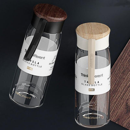 Rynx | Chic Black and White Borosilicate Glass Infuser Water Bottle - Stylish and Functional
