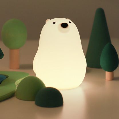 Rynx | Squeezeable Silicone White Bear LED Night Light - Perfect Gift for Kids and Girls