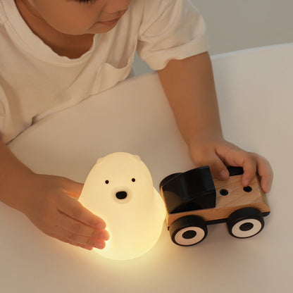 Rynx | Squeezeable Silicone White Bear LED Night Light - Perfect Gift for Kids and Girls