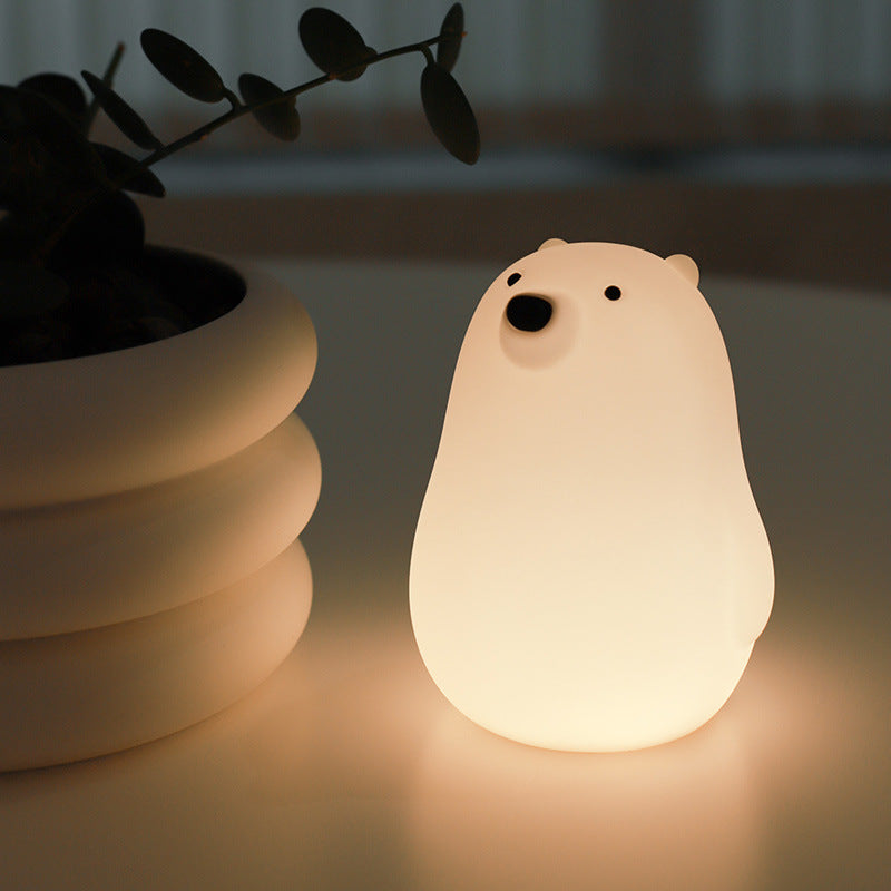 Rynx | Squeezeable Silicone White Bear LED Night Light - Perfect Gift for Kids and Girls