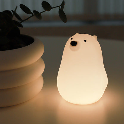 Rynx | Squeezeable Silicone White Bear LED Night Light - Perfect Gift for Kids and Girls