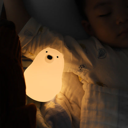 Rynx | Squeezeable Silicone White Bear LED Night Light - Perfect Gift for Kids and Girls