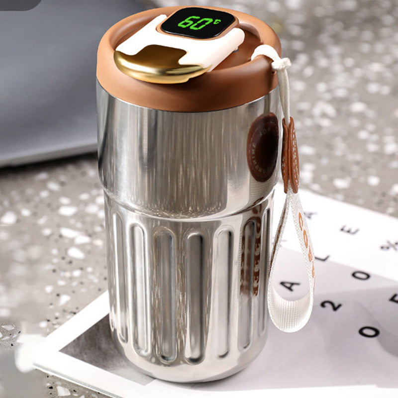 Rynx | Coffee thermos bottle with temperature display brown